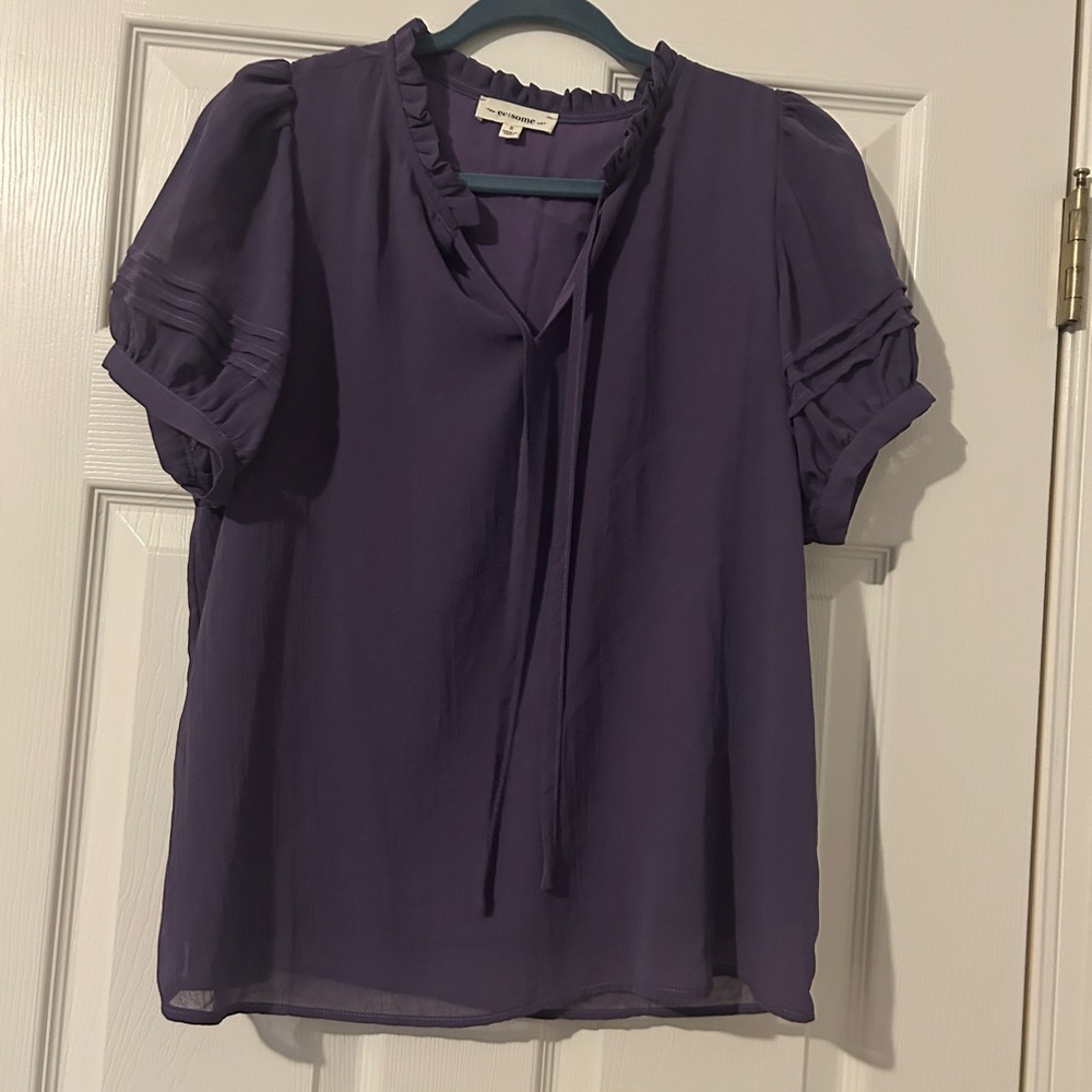 Eesome Deep Purple Ruffled Blouse